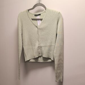 Brandy Melville Sage Green Ribbed Cardigan